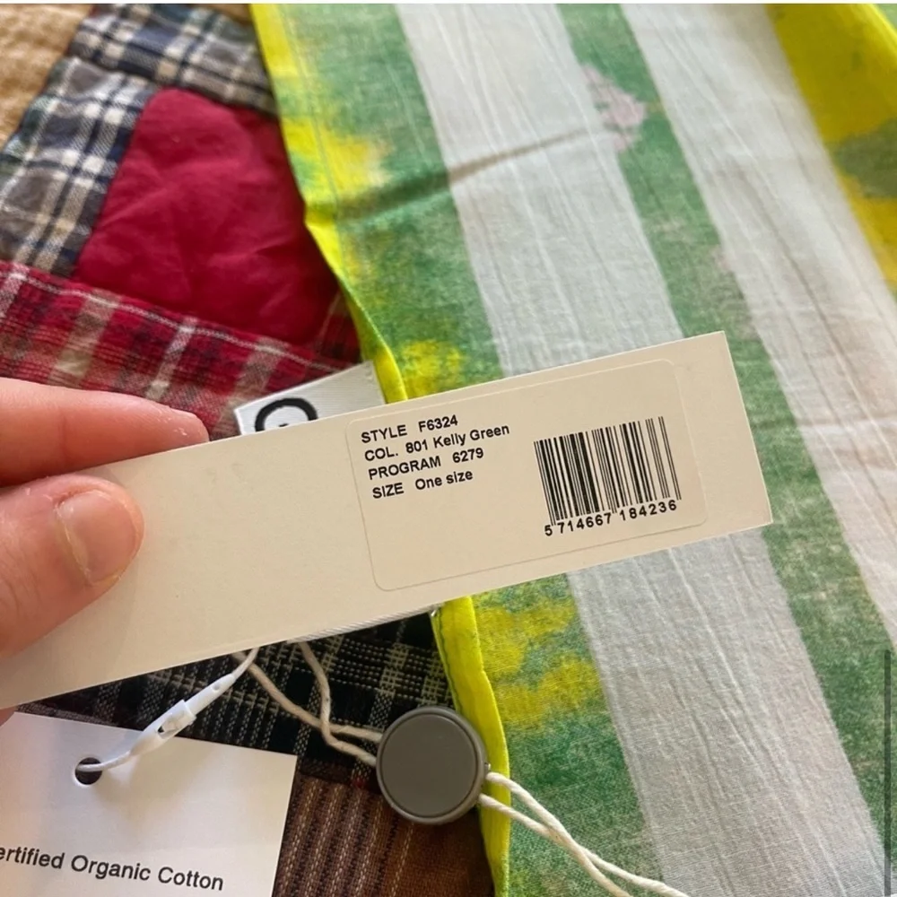 NWT Ganni Tie-dye Voile Scarf organic cotton green and yellow